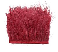 Frangia di piume di struzzo con decorazione in nastro di raso 8-10 cm passamaneria abiti artigianali decorazione per cucito artigianato costumi fai da te, 2 m