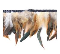 Frangia di piume, Nastro Di Piume Coda, Frangia, 5, Iarde Gallo Trim Nero Abbigliamento Da Cucito for La Decorazione Feste Artigianato Pennacchi(01 Natural Color)