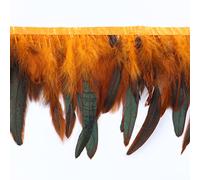 Frangia di piume， Nastro Di Piume Coda, Frangia, 5, Iarde Gallo Trim Nero Abbigliamento Da Cucito for La Decorazione Feste Artigianato Pennacchi(11 Orange)