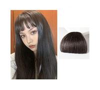 Frangia Finta Capelli Sintetici Naturali Frangia Piatta/Frangetta Mini Frangia Finta Capelli Finti Moda Pezzi Interi Clip-in Frangia Aria Extension(Marrone nero