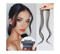 Frangia finta Frangia laterale, frangia lunga e ondulata con clip, frangia laterale frontale for donna, uso quotidiano, set da 2 pezzi, aste lunghe, frangia finta sintetica naturale Estensioni per cap