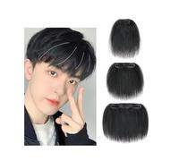 Frangia for capelli da 10 cm for uomo con clip in capelli veri, frangia for coprire la fronte alta, frangia for capelli umani, estensione for volume Wear and Go(Brown black,3 cm)