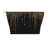 Frangia glitter scintillante oro nero, Borsa da toilette Borsa per trucco Borsa per cosmetici Borsa da toilette da viaggio portatile