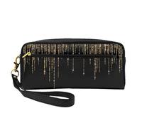 Frangia glitter scintillante oro nero, Borsa per il trucco Borsa per cosmetici Borsa da viaggio portatile da toilette Astuccio in pelle per donne e ragazze