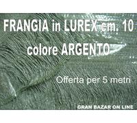 FRANGIA LUREX ARGENTO GLITTER cm.10 x 5m PROMOZIONE COSTUME ABITO SPETTACOLO