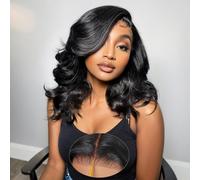 Frangia per tende a strati senza colla, pre-pizzicata, pre-tagliata, densità HD 220, sciolta da indossare senza colla, umana per donne di colore, 30,5 cm