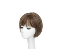 Frangia sintetica 3D invisibile senza cuciture for capelli lisci, copertura di ricambio for la testa Air Head(Brown with highlights)