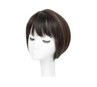 Frangia sintetica 3D invisibile senza cuciture for capelli lisci, copertura di ricambio for la testa Air Head(Dark brown with highlights)