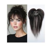 Frangia Topper in veri capelli umani con frangia for donne, 3D Wispy Air for la perdita dei, 10 pollici Acconciatura(Nero)