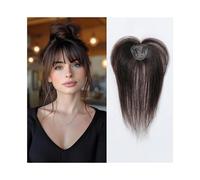 Frangia Topper in veri capelli umani con frangia for donne, 3D Wispy Air for la perdita dei, 10 pollici Acconciatura(Dark Brown)