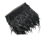 Frangiature con piume per il fai da te Frangia di piume di fagiano for feste di matrimonio multicolore 5 m/10 m 10-15 cm(Black,5m)
