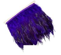 Frangiature con piume per il fai da te Frangia di piume di fagiano for feste di matrimonio multicolore 5 m/10 m 10-15 cm(PURPLE,10m)