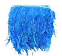 Frangiature con piume per il fai da te Frangia di piume di fagiano multicolore, larghezza 4-6 pollici, 1-10 m(Lake Blue,5 Meters)