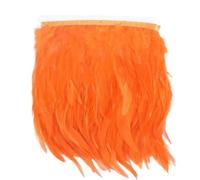 Frangiature con piume per il fai da te Frangia di piume di fagiano multicolore, larghezza 4-6 pollici, 1-10 m(Orange,1 Meter)