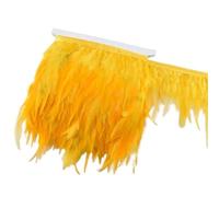 Frangiature con piume per il fai da te Frangia di piume di fagiano multicolore, larghezza 4-6 pollici, 1-10 m(Gold,1 Meter)