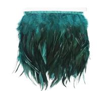 Frangiature con piume per il fai da te Frangia di piume di fagiano multicolore, larghezza 4-6 pollici, 1-10 m(Dark green,1 Meter)