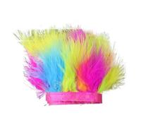 Frangiature con piume per il fai da te Nastro di frange di piume 2 metri multicolore 8-10 cm for artigianato(Multicolour)