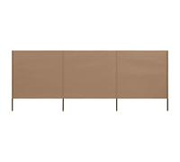 Frangivento 3 Pannelli, 400x160 cm, Tessuto Non Tessuto con Picchetti Legno, Paravento da Esterno per Giardino Balcone, Colore Taupe, Set Completo
