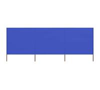 Frangivento 3 Pannelli, Blu Azzurro 400x80 cm, Tessuto Non Tessuto e Legno, Paravento da Esterno per Giardino Balcone Terrazza, con 4 Picchetti