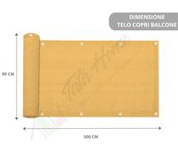 Frangivista telo occhiellato ombreggiante copertura balcone ringhiera 90x500 cm