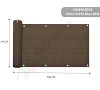 Frangivista telo occhiellato ombreggiante copertura balcone ringhiera 90x500 cm