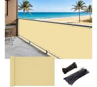 Frangivisto Balcone 1.6 x 7.5 m Protezione Impermeabile Copri Ringhiera Balcone Privacy Frangivento Protezione UV Frangivisto, Rete Ombreggiante per Veranda, Terrazza, Giallo sabbia