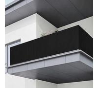 Frangivisto Balcone 145 x 340 cm Protezione Uv, Antivento, Resistente Alle Intemperie, Impermeabile, Telo Frangivisto Balcone con Fascette e Funi per Giardino, Nero