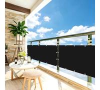 Frangivisto Balcone 155 x 180 cm Protezione Solare, Anti-Uv Resistente, Frangivento, Antistrappo, Balcone Protezione Privacy con Fascette e Funi per Giardino Terrazza, Nero