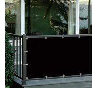 Frangivisto Balcone 155 x 180 cm Protezione Solare, Anti-Uv Resistente, Frangivento, Antistrappo, Balcone Protezione Privacy con Fascette e Funi per Giardino Terrazza, Nero
