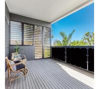Frangivisto Balcone 155 x 180 cm Protezione Solare, Anti-Uv Resistente, Frangivento, Antistrappo, Copertura Privacy Recinzione con Fascette e Funi per Ringhiera Protezione, Nero