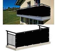 Frangivisto Balcone 155 x 180 cm Protezione Solare, Anti-Uv Resistente, Frangivento, Antistrappo, Privacy Recinzione Copertura con Fascette e Funi per Ringhiera Protezione, Nero