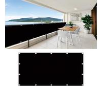 Frangivisto Balcone 155 x 585 cm Protezione Solare, Anti-Uv Resistente, Frangivento, Antistrappo, Privacy Recinzione Copertura con Fascette e Funi per Balcone Giardino, Nero