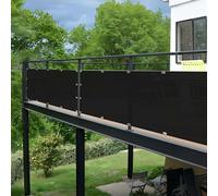 Frangivisto Balcone 155 x 585 cm Protezione Solare, Anti-Uv Resistente, Frangivento, Antistrappo, Teli Ombreggianti da Esterno con Fascette e Funi per Ringhiera Protezione, Nero