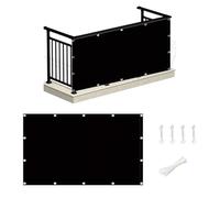 Frangivisto Balcone 155 x 585 cm Protezione Solare, Anti-Uv Resistente, Frangivento, Antistrappo, Telo Frangivento per Balconi con Fascette e Funi per Balcone Giardino, Nero