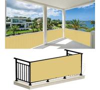 Frangivisto Balcone 75 x 270 cm Protezione Uv, Antivento, Resistente Alle Intemperie, Impermeabile, Copertura Privacy Recinzione con Fascette e Funi per Giardino Terrazza, Giallo sabbia