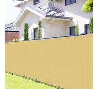Frangivisto Balcone 77 x 430 cm Protezione Uv, Antivento, Resistente Alle Intemperie, Impermeabile, Protezione Vista Balcone con Fascette e Funi per Ringhiera, Giallo sabbia