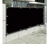 Frangivisto Balcone 80 x 180 cm Protezione Uv, Antivento, Resistente Alle Intemperie, Impermeabile, Telo Frangivisto Balcone con Fascette e Funi per Giardino Terrazza, Nero