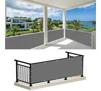 Frangivisto Balcone 85 x 240 cm Protezione Uv, Antivento, Resistente Alle Intemperie, Impermeabile, Copertura Privacy Recinzione con Fascette e Funi per Giardino Terrazza, Grigio Chiaro