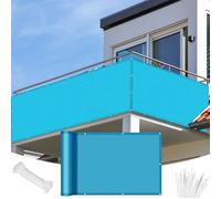 Frangivisto Balcone Protezione 105 x 300 cm con Tessuto Hdpe, Schermatura con Occhielli, Protezione UV Telo Ringhiera Balcone per Esterno Terrazza, Blu Cielo
