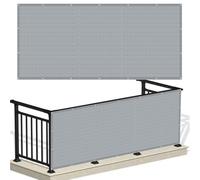 Frangivisto Balcone Protezione 145 x 350 cm Hdpe, Frangivento Anti-Uv per Privacy e Sicurezza con Occhielli Telo Copri Ringhiera da Esterno per Esterno Terrazza, Grigio