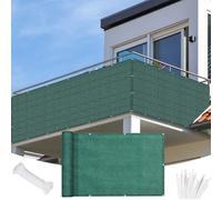 Frangivisto Balcone Protezione 150 x 640 cm con Tessuto Hdpe, Schermatura con Occhielli, Protezione UV Telo Ringhiera Balcone per Esterno Terrazza, Verde Scuro