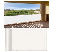 Frangivisto Balcono 110 x 400 cm con Occhielli e Fascetta Protection UV Opaque Résistant Aux Contre Vent Telo Frangivento da Balcone per Balcone Giardino Terrazza, Bianco