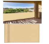 Frangivisto Balcono 120 x 760 cm con Occhielli e Fascetta Protection UV Opaque Résistant Aux Contre Vent Telo Frangivento da Balcone per Balcone Giardino Terrazza, Giallo sabbia