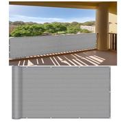 Frangivisto Balcono 50 x 310 cm con Occhielli e Fascetta Protection UV Opaque Résistant Aux Contre Vent Telo Frangivento da Balcone per Balcone Giardino Terrazza, Grigio