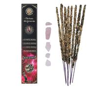 Frangrance & Sens - Incenso Bastoncini Naturali alla Rosa, Artigianali Fatti a Mano, Incluse Vere Pietre Quarzo Rosa, Lunga Durata (circa 75min), 20gr