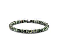 Frank 1967 7FB-0682 - Bracciale da uomo in stile naturale Kralen - Turkoois - Hematiet - 6 x 2 mm - 20 cm - Groen - Staal, 18.5, Lega di acciaio, Nessuna pietra preziosa