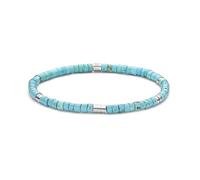 Frank 1967 7FB-0705 Kralen Bracciale 4 mm - Turkoois - Staal - Rekbaar - 19 cm - Turkoois, 18.5, Lega di acciaio, Nessuna pietra preziosa