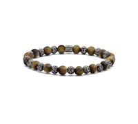 Frank 1967 7FB-0733 Kralen Bracciale da uomo - Tijgeroog Kralen - 6 mm - Staal Kralen - Rekbaar 19 cm - Bruin/Atraciet, 18.5, Lega di acciaio, Nessuna pietra preziosa