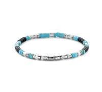 Frank 1967 - 7FB-0761 - Bracciale a corona Heren - zwart agaat, turchese, howliet en staal - 4 x 2 mm, 18.5, Lega di acciaio, Nessuna pietra preziosa