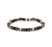 Frank 1967 - 7FB-0774 - Bracciale a corona Heren - zwart agaat - zwart agaat abacus, labradoriet, bronzato, hematiet - bruin - 19 cm, 18.5, Lega di acciaio, Nessuna pietra preziosa
